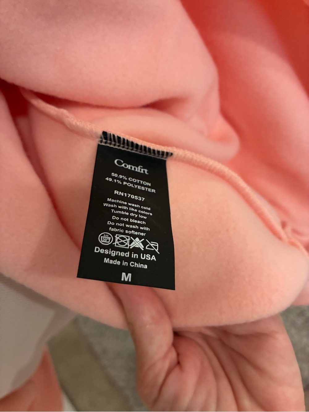 Comfrt Pastel Edit Pink Full Zip Hoodie Size Medium Oversized - Picture 7 of 7